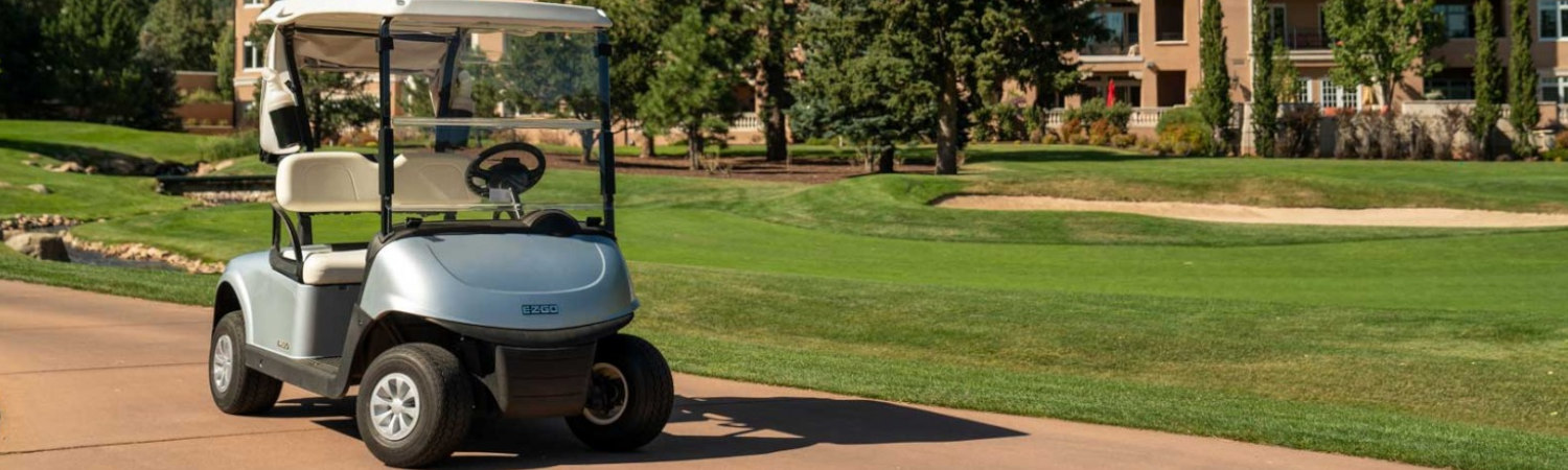 2020 E-Z-GO RXV parked on a golf course